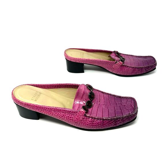 Stuart Weitzman Size 9 Clog Pink Open Back Loafer 1.5" Heel Rhinestone Business - Picture 3 of 11